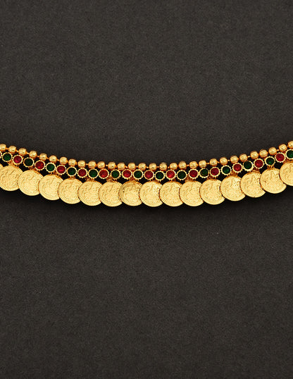 Designer Kasu Ruby Emerald Chain Vaddanam