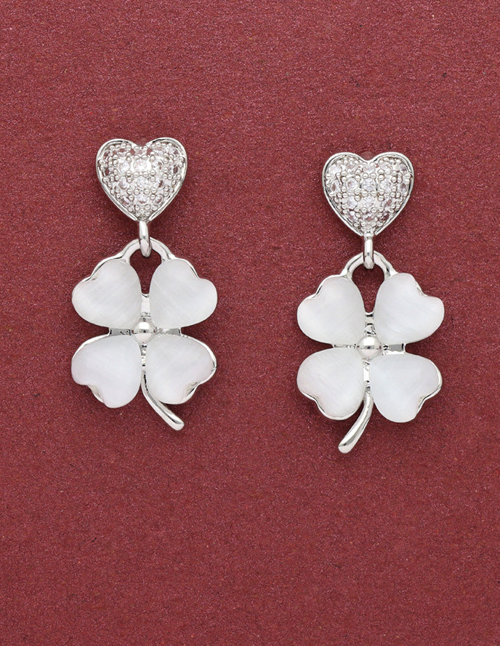 Zircon Mother Of Pearl floral Drop Earrings