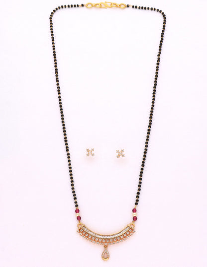 Zirconia Rose Gold Black Bead Mangalsutra