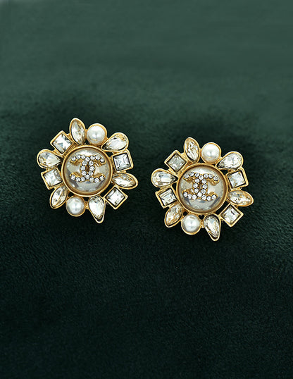 Zircon Mother Of Pearl Designer Stud Earrings