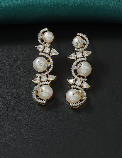 Designer Zirconia Pearl Whirl Elegance Necklace Set