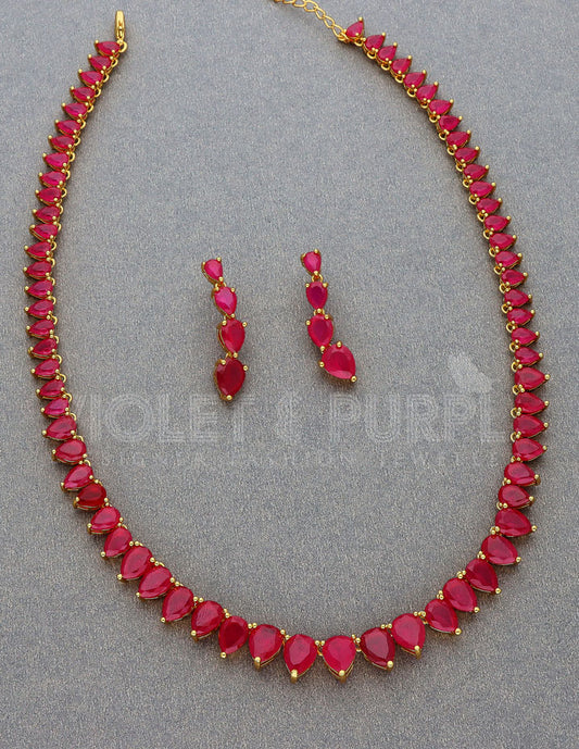 Gold Polish Zirconia Necklace Set
