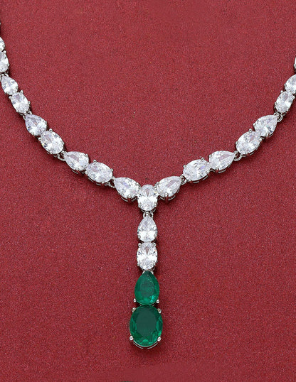 Rhodium Polish Zirconia Necklace Set