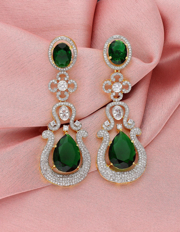 Zirconia Emerald Stone Dangler Earrings