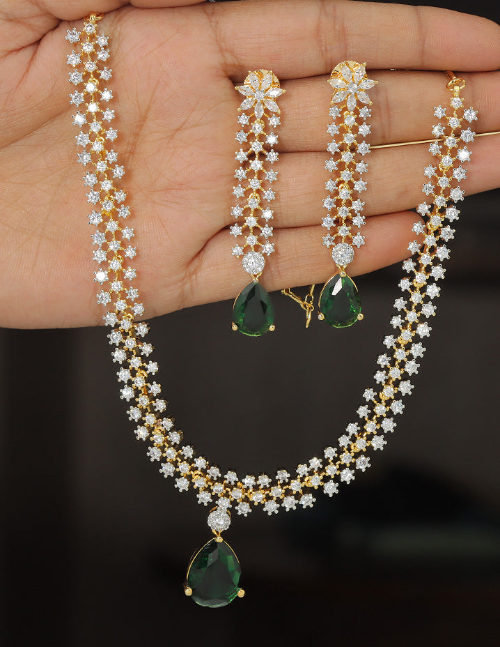 Designer Zirconia Crystal Elegance Necklace Set