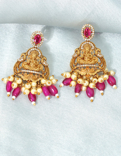 Designer Matt Ruby Kempu Necklace Set