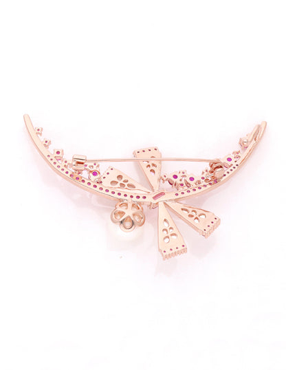 Zircon Pink Stone Saree Pin
