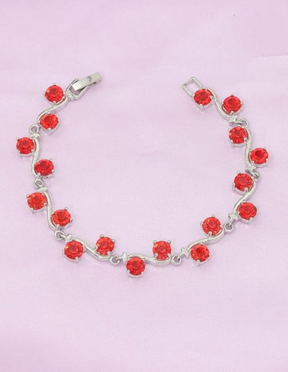 Designer Rhodium Chain Ruby Bracelet ZBLT10843