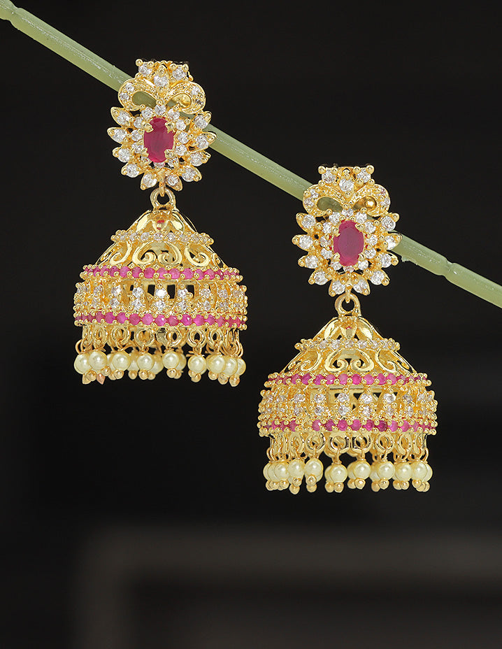 Designer Zirconia Jhumka Earrings