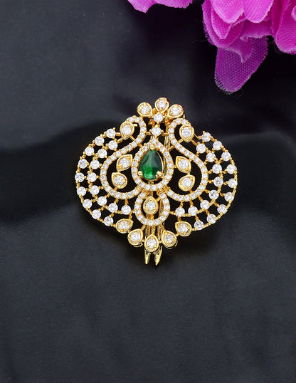 Designer Gold Polish CZ Choti Piece With Emerald Stone