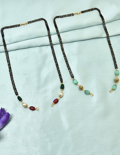 Designer Black Bead Pendent Attachable Mangalsutra Combo
