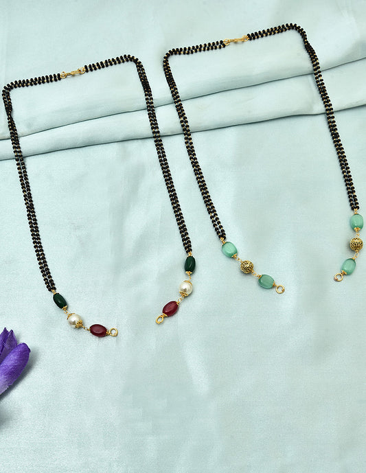 Designer Black Bead Pendent Attachable Mangalsutra Combo