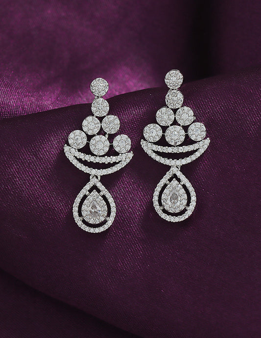 Designer Zirconia Celestial Spark Drop Earrings