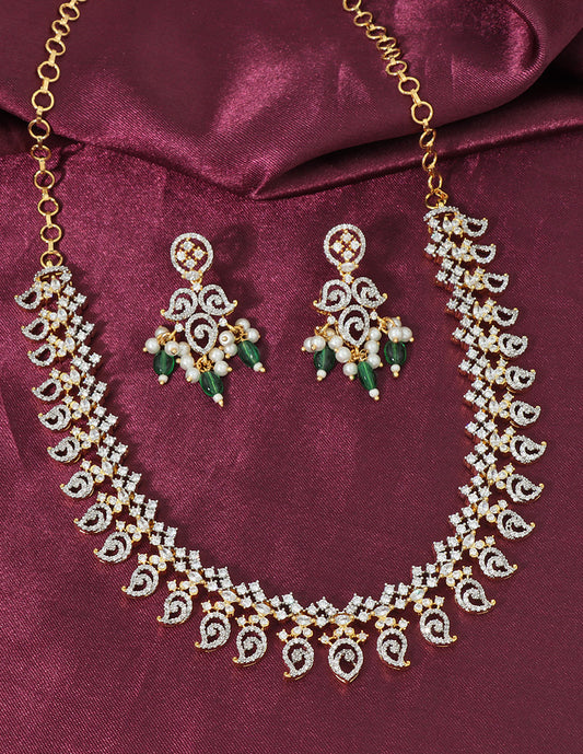 Designer GJ Polish Zirconia Necklace Set