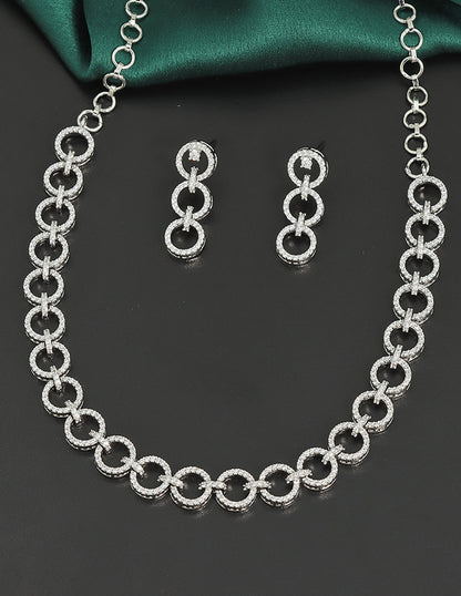 Designer Rhodium Polish Zirconia Necklace Set