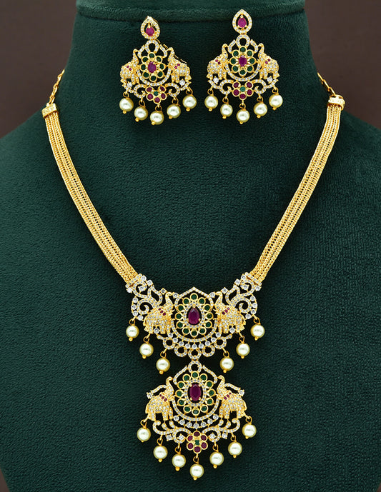 Designer Gold Plated Floral Necklace Set