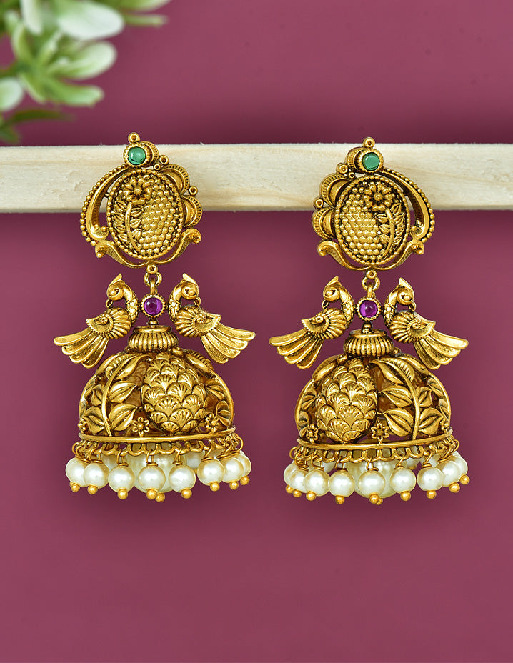 Buy Udhay Kempu Antique Jhumki Earrings | Tarinika - Tarinika India