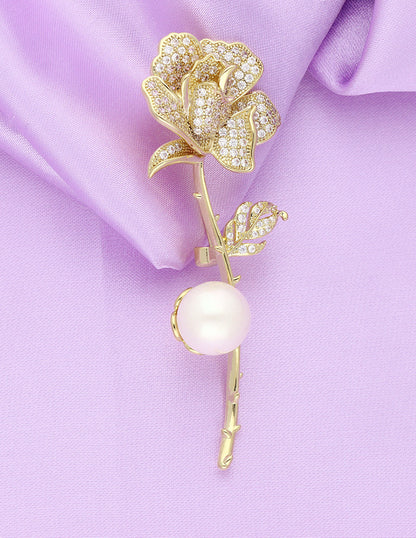 Zircon Rose Saree Pin – Violet Purple Designer Fashion Jewellery