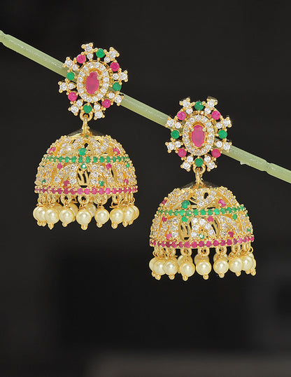 Designer Zirconia Jhumka Earrings