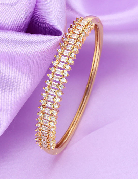 Designer Zirconia Gold Polish Kada Bracelet