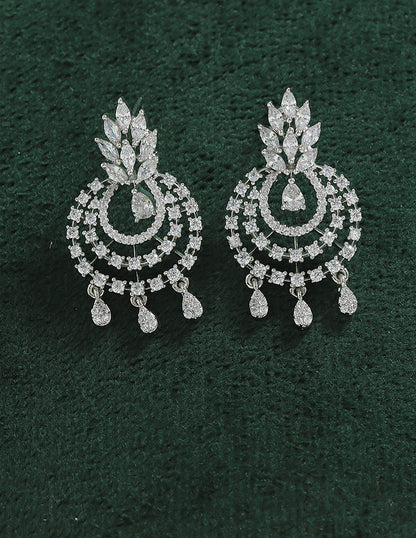 Designer Zirconia Sparkling Starfall Chandbali Earrings