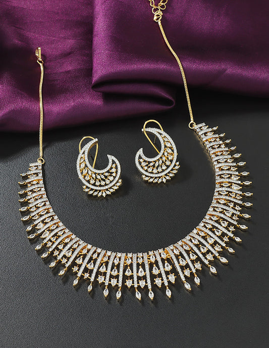 Designer Gold Polish Zirconia Necklace Set