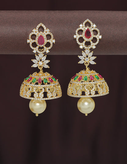 Designer Zirconia Jhumka Earrings