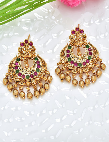 Designer Kempu Chandbali Earrings