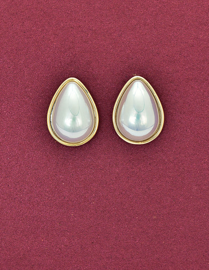 Zircon Mother Of Pearl Stud Earrings