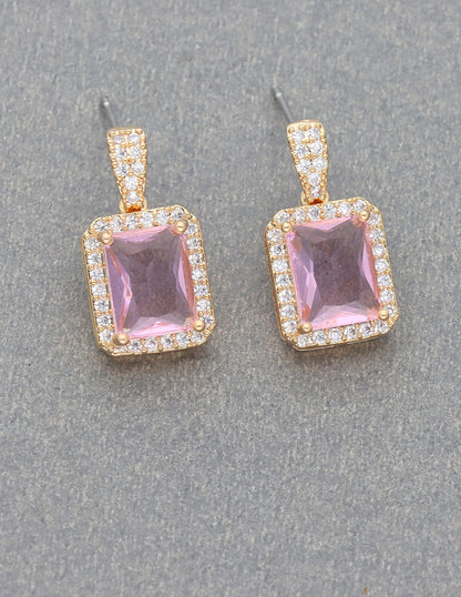 Zirconia Gold Polish Dangler Earrings