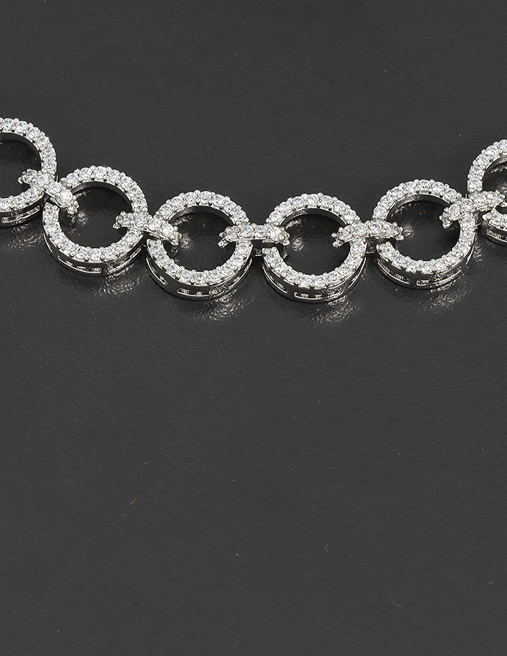 Designer Rhodium Polish Zirconia Necklace Set