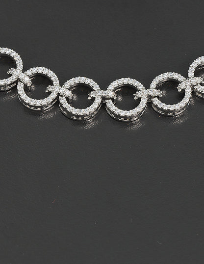 Designer Rhodium Polish Zirconia Necklace Set