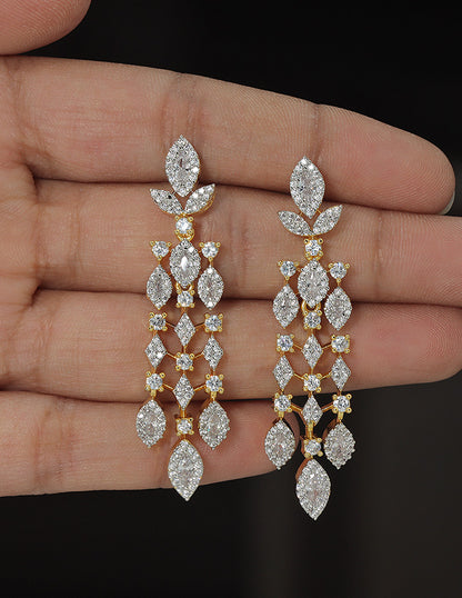 Designer Zirconia Floral Cascade Sparkle Earrings