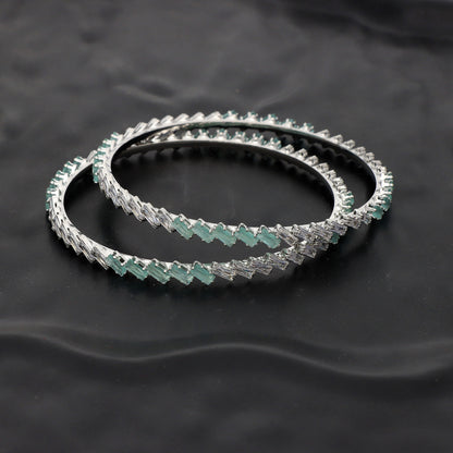 Zirconia Bangles ZBGL10846/Rhodium
