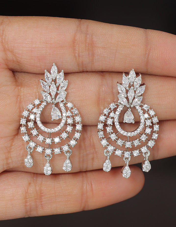 Designer Zirconia Sparkling Starfall Chandbali Earrings