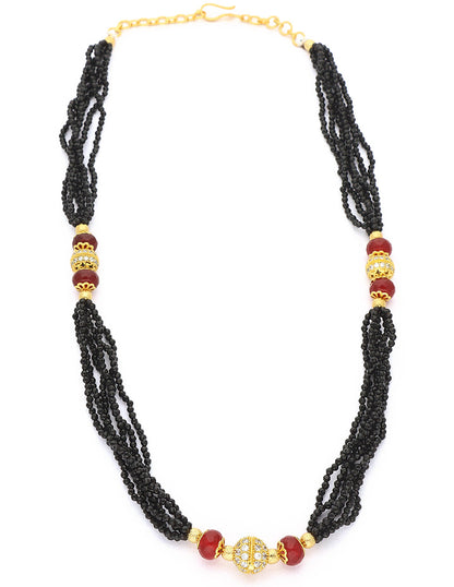 Designer Zirconia Ruby Black Crystal Beads Mala