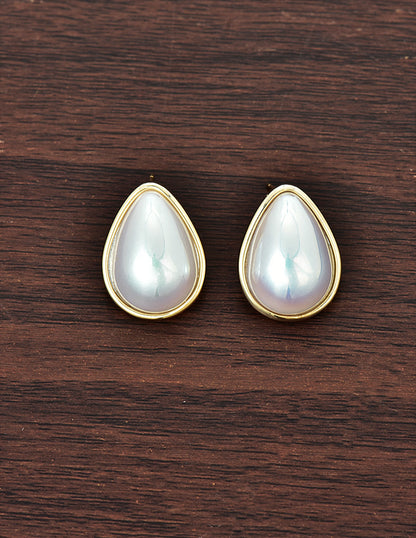 Zircon Mother Of Pearl Stud Earrings
