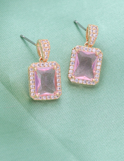 Zirconia Gold Polish Dangler Earrings