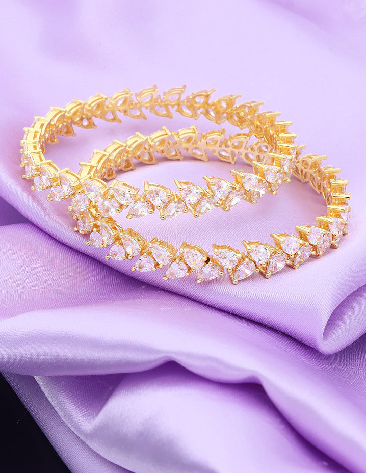Designer Zirconia White Bangles ZBGL10128
