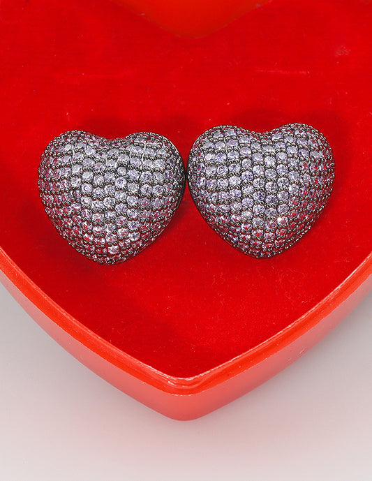 Designer Zirconia Black Polish Stud Earrings