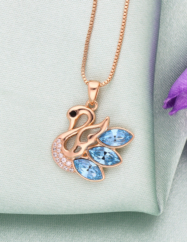 Blue Swan Swarovski Crystal Pendant Silver Necklace – Mystic Flavia