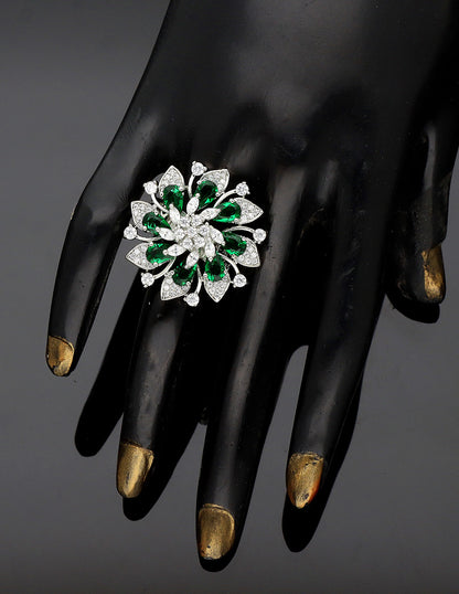Zirconia Rhodhium Polish Finger Ring