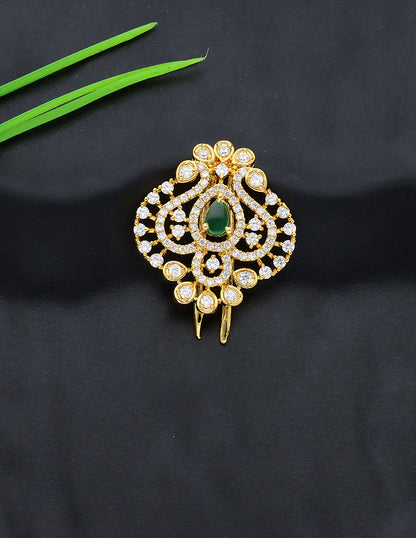 Designer Gold Polish CZ Choti Piece With Emerald Stone