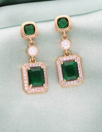 Zirconia Gold Polish Dangler Earrings