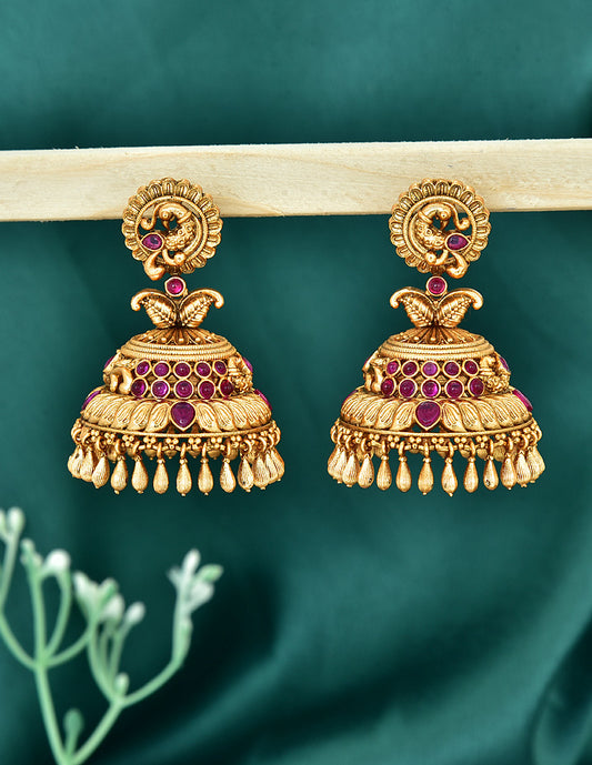 Designer Lakshmi Devi Kempu Jhumka Earrings
