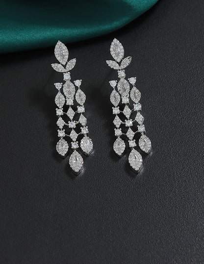 Designer Zirconia Floral Cascade Sparkle Earrings