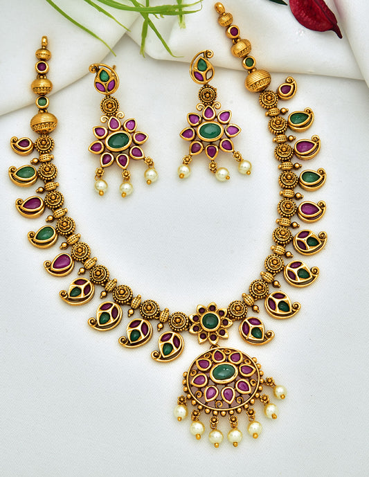 Antique Kempu Necklace Set 122552