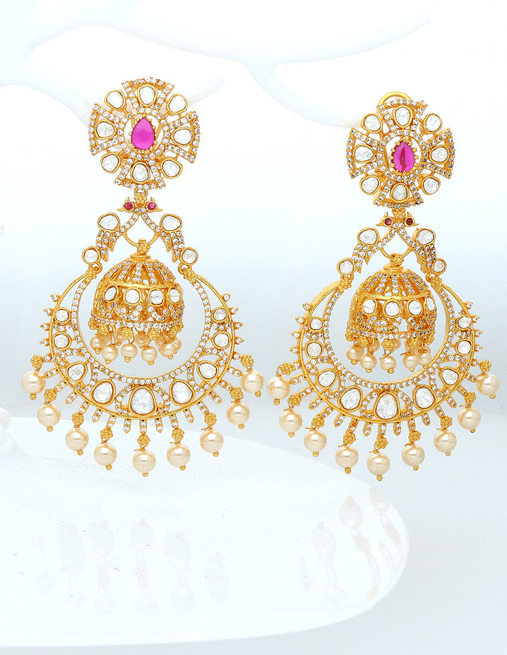 Stunning Designer Zirconia Chandbutta Earrings