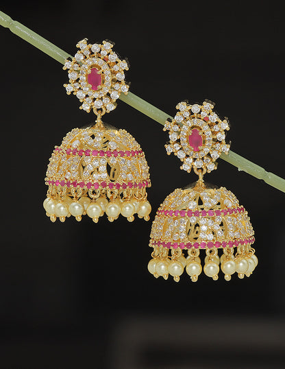 Designer Zirconia Jhumka Earrings