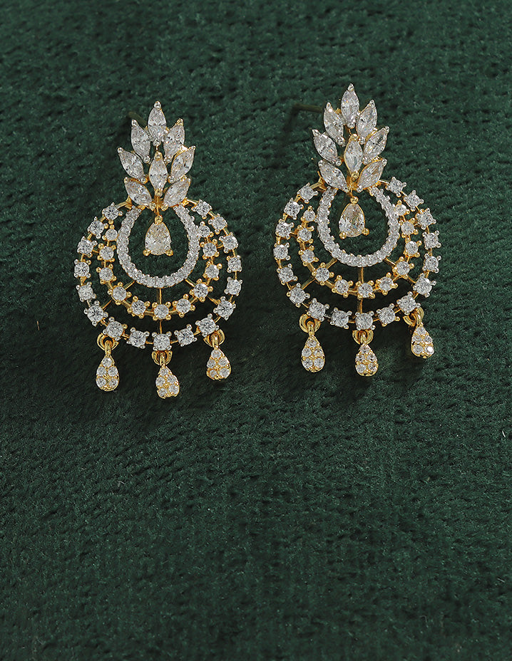 Designer Zirconia Sparkling Starfall Chandbali Earrings